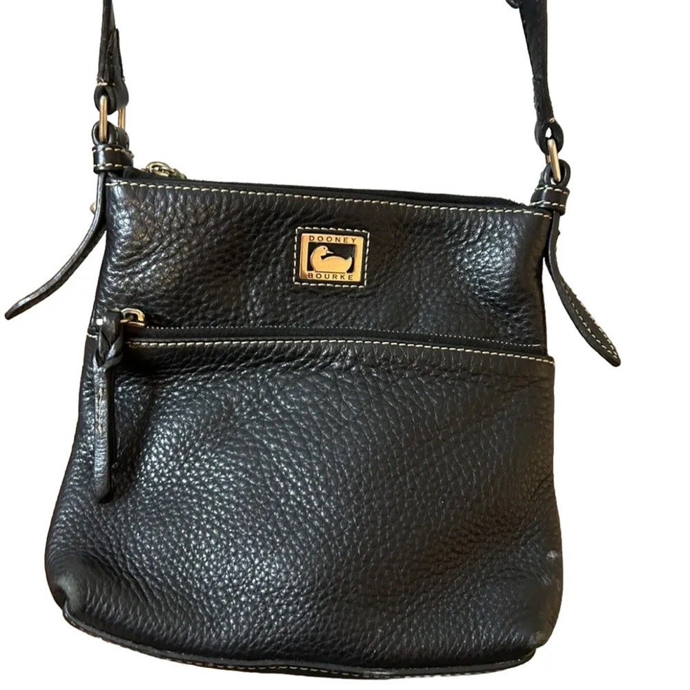Dooney Bourke Dillen II Letter Carrier Pebble Leather Crossbody Handbag Black